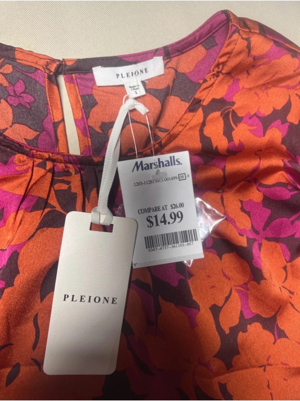Pleione Orange & Magenta Floral Long-Sleeve Blouse - Picture 2 of 5